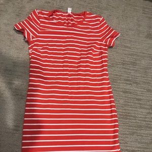 Red and white strip tshirt dress